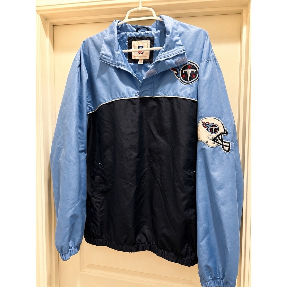 NFL Tennessee Titans Pullover Windbreaker Jacket Mens Large Blue Black